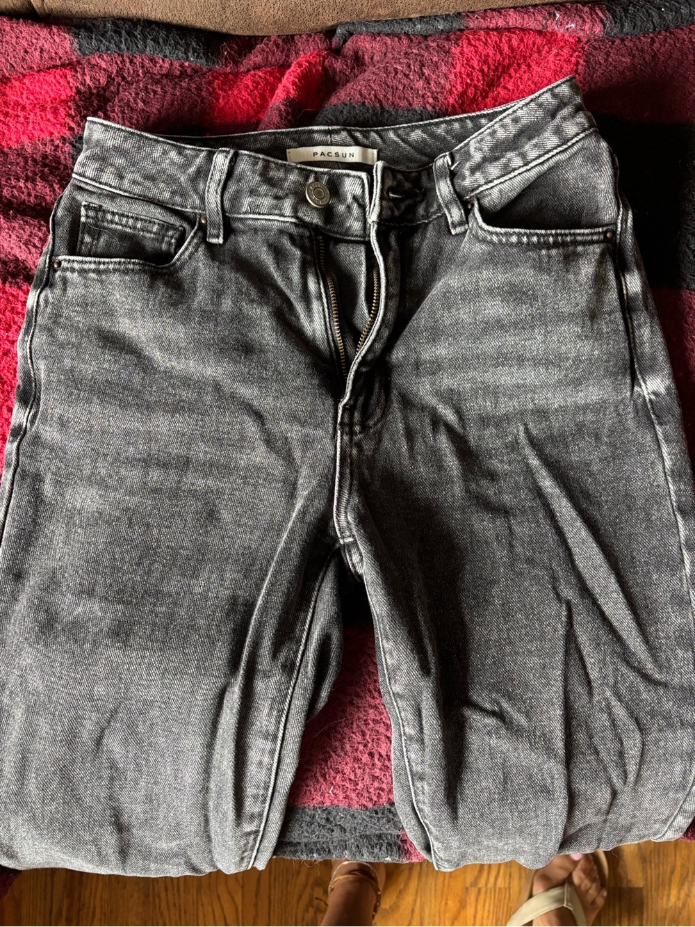 PACSUN Black Washed Mom Jeans